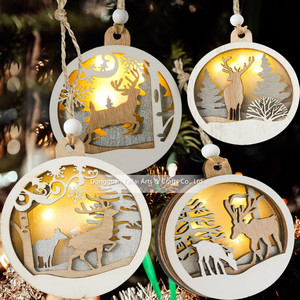 Tailai LED Bằng Gỗ Nghệ Thuật Thủ Công Treo Tuần Lộc Đồ Trang Trí Cho Trong Nhà Ngoài Trời Ngày Lễ Giáng Sinh Ánh Sáng Cây Giáng Sinh Quà - Product Image 3