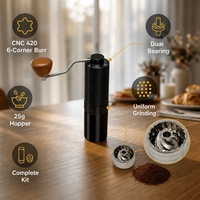 Moulin à café manuel CNC420 en acier inoxydable, meules coniques, double roulement, haute concentricité, facile à nettoyer, pour expresso et cafetière à piston