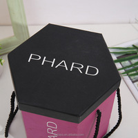 Boîte Cadeau Cylindrique Rigide en Carton OEM de Luxe pour Grandes Roses, avec Couvercle, Tube Rond Hexagonal et Poignée en Ruban