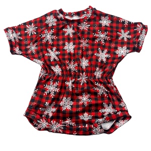 Mono de Verano para Bebé Niña con Estampado de Tigre y Caballo, Diseño Personalizado OEM, Mono de Navidad con Copos de Nieve sobre Cuadros Rojos - Product Image 1