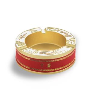 Cenicero de Metal de Aleación de Zinc y Cuero PU Rojo, Diseño Chino Típico, Logotipo Personalizado, Hecho en China - Product Image 1