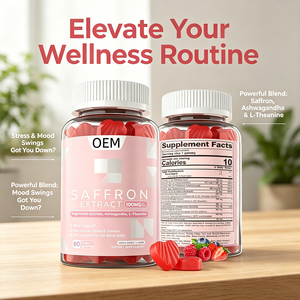 Gummies véganes à l'extrait de safran 100mg, saveur fruits rouges mélangés, avec Ashwagandha, L-Théanine, Magnésium, <span class=keywords><strong>Miel</strong></span> de Manuka, Multivitamines, 60 unités - Product Image 2