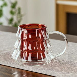 Tasses à café, thé et lait en verre à double paroi en forme de sapin de Noël - Product Image 3