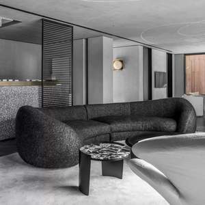 Canapé italien minimaliste en tissu, <span class=keywords><strong>une</strong></span> place, avec rembourrage en éponge, pour la réception de salon de beauté - Product Image 2