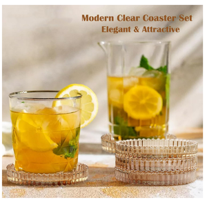 Sottobicchieri Moderni in Vetro Trasparente - Sottobicchieri in Cristallo per Tavolo da Caffè, Ufficio, <span class=keywords><strong>Cucina</strong></span> e Altro - Product Image 6