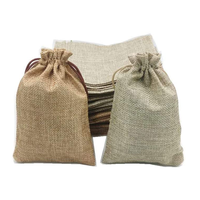 Logo personnalisé naturel petit lin chanvre jute sac à cordon promotionnel mousseline plaine jute pochette sac