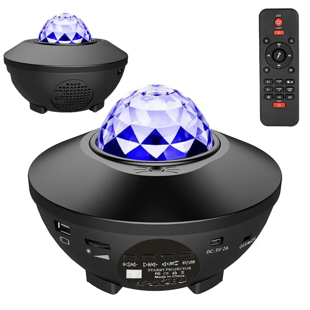 H Starry Sky Projector BT Music Speaker LED Night Light Projector Nebula Ocean Star Projector Moon Night Lamp