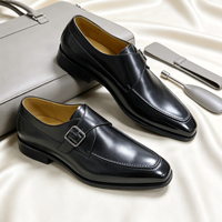 Chaussures Monk Strap pour Hommes à Bout Pointu, en Cuir Noir Classique, Formelles