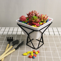 Vente en gros de pots à fleurs carrés écologiques de style farmhouse, créatifs, en PP blanc, pour plantes en pot de table, jardinières familiales 1-3L