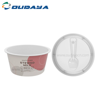 Envase Tipo Tina de Plástico PP Inyectado Desechable de 170ml 100g para Gelato y Yogur con Tapa y Cuchara
