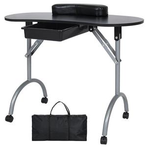 <b>Foldable</b> Nail <b>Table</b> Portable Manicure Desk with Rolling Wheels Side Tray Client Wrist Pad Salon Furniture - Product Image 2