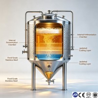 Cuve de Fermentation de Brasserie en Acier Inoxydable 304/316, Cuve Conique sous Pression pour Bière et Vin, 500L-1000L, Certifiée ASME CE