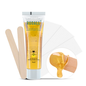 Kit de <span class=keywords><strong>cire</strong></span> dépilatoire Ruoall pour femmes, pour tous types de peau, à domicile, avec 75g de <span class=keywords><strong>cire</strong></span>, 3 feuilles de papier et 2 spatules en bois - Product Image 1