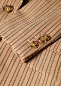 Women's Sand <b>Brown</b> Plaid <b>Wool</b> Single Breasted Button Nonwoven Hand Embroidery Blazer - Product Image 6