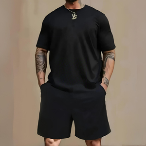 Conjunto de 2 piezas para hombre con estampado divertido de trasero de animal y la frase 'Don't Be An-Asshole', compuesto por camiseta oversize y pantalones cortos con cordón. - Product Image 4