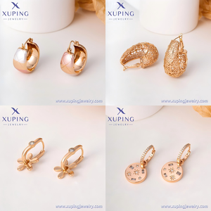 XUPING Joyería Venta al por Mayor 2025 <span class=keywords><strong>CoCreate</strong></span> Éxito de Ventas Aretes de Aro Huggie Bañados en Oro con Colgante de Cobre para Mujer - Product Image 5