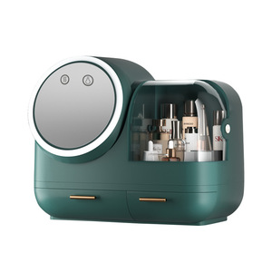 LED mirror plastic cosmetic storage box organizer desktop dust-proof skincare makeup jewelry drawer storage organizer