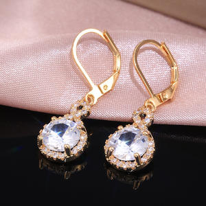 Rose Gold E463 Drop Earrings <b>Water</b> Drop <b>Crystal</b> Rhinestone Claw Setting Classic Women's Wedding Jewelry - Product Image 6