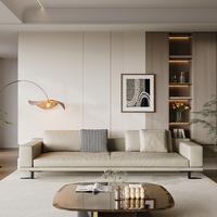 Canapé d'angle en cuir minimaliste moderne avec chaise longue, style italien, pour salon