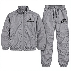 Conjunto Deportivo Personalizado Color Gris para Hombre, Chaqueta Cortavientos y Pantalones, Ropa Deportiva Ligera e Impermeable para Entrenamiento y Jogging, OEM ODM - Product Image 1