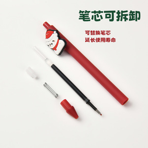 Stylo gel de Noël avec autocollant en caoutchouc souple et clip pour papeterie, cadeau, logo personnalisé - Product Image 4