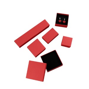 <b>Red</b> Rectangle Jewelry <b>Box</b> For Necklace Earring Ring Storage <b>Gift</b> Packaging With Black Lining And Lid Cover - Product Image 3