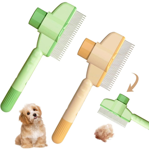 Self-Cleaning Pet Grooming <b>Brush</b> - Stainless Steel <b>Detangling</b> Comb for Dogs & Cats with Anti-Slip Handle - Product Image 1