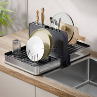 WIREKING SUS Anti-roest Opvouwbaar Afdruiprek Keukenhulpjeshouder Boven de Spoelbak Bordenrek met Klein Verpakking