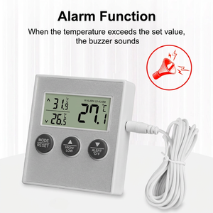 <b>Digital</b> Refrigerator Freezer <b>Thermometer</b> LCD Display Temperature Alarm External Probe C F Switching Cold Storage Monitor - Product Image 4