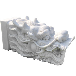 Fontaine paysagère sculptée en marbre blanc naturel, style amour, avec bec verseur et robinet, sculpture en pierre faite à la main - Product Image 5