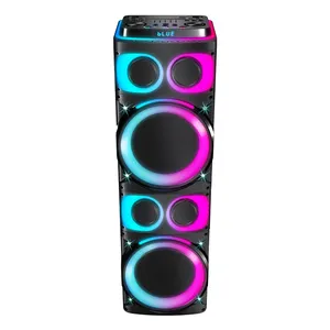 Pro luxo som grande dual 12 polegada sub woofer caixa de som trole portátil dj festa karaoke speaker set sistema com microfone