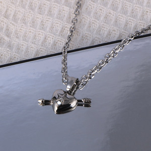 Heart-Shaped <b>Titanium</b> Steel Necklace With Arrow Pendant Unisex Everyday Wear SP585 - Product Image 1