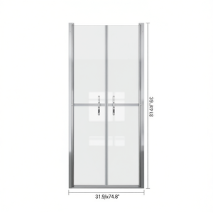 Puerta de Ducha Abatible Plateada Transparente ESG de 31.9"x74.8" con Marco, Diseño Contemporáneo - Product Image 1