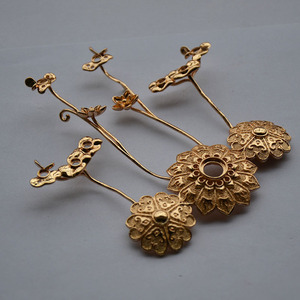 Wei Jin Style Copper Hairpin 120*110MM Lotus Flower <b>Crown</b> DIY Ancient Accessory Material - Product Image 4