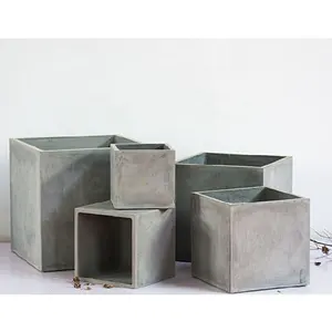 Home & Garden Light concrete Large Square fiberglass flower pots cement planter pot garden landscape