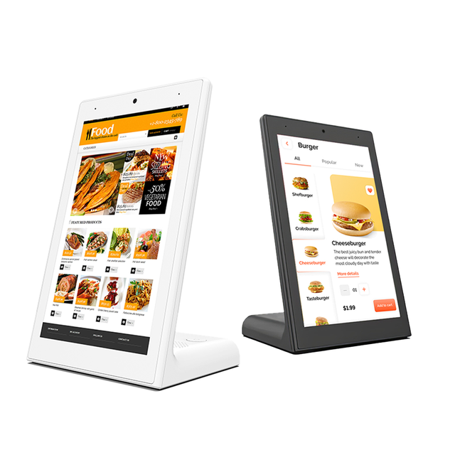 MWE Desktop L-Shaped 10.1 Inch All-in-One Anti-Glare Touch Screen Restaurant Ordering Front Camera Android Tablet 1GB RAM RK3128