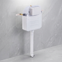 Réservoir de toilette mural dissimulé mécanique/pneumatique au design moderne, installation facile, HDPE, pour salle de bain, 5