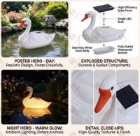 Décoration de piscine en forme de cygne flottant solaire et répulsif pour animaux - Étanche IP66 avec éclairage LED chaud, art flottant réaliste pour le jardin