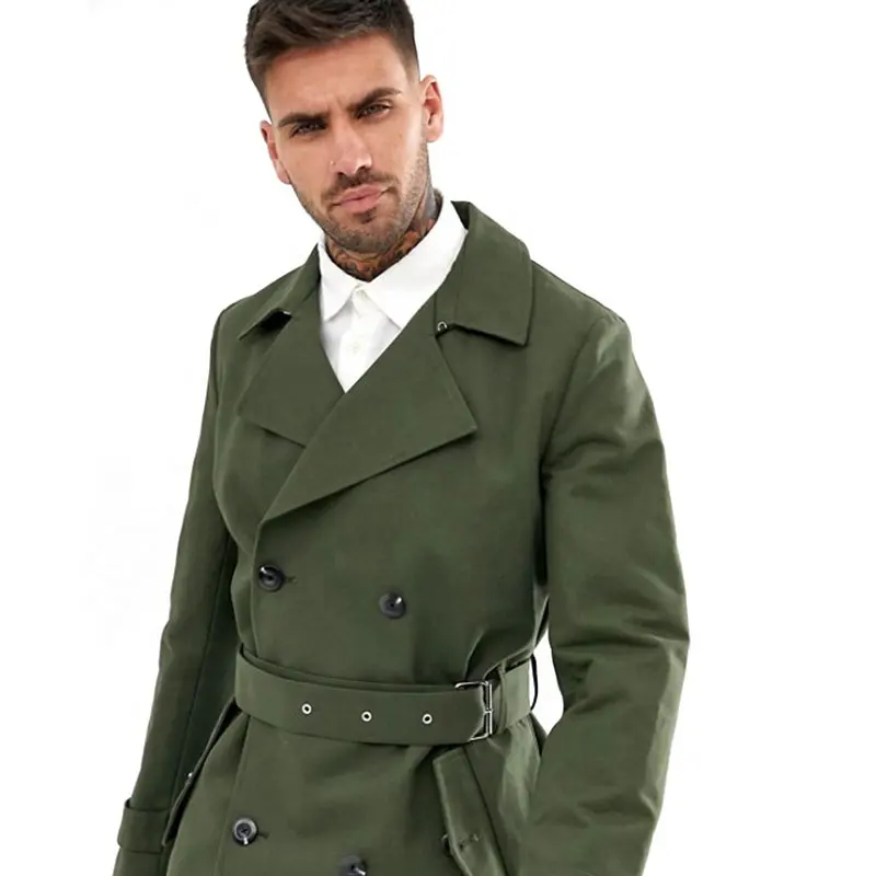 Стильные двубортные дизайнерские весенне-осенние повседневные мужские пальто и куртки с поясом