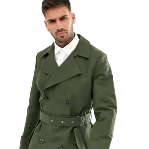 Stylish double-breasted belt design spring and autumn casual men's coats and jackets