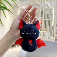 Porte-clés en peluche douce 3D mignon de 12 cm, motif chauve-souris de dessin animé, poupée en peluche pour machine à griffes, jouet en peluche pour animaux, cadeau d'Halloween