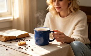 Taza de Café de Cerámica Estilo Esmalte Azul Moteado con Estampado de <span class=keywords><strong>Abuelo</strong></span> - Product Image 2