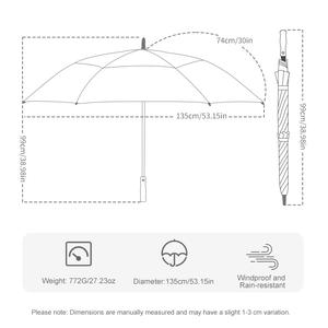 Parapluies classiques à manche, grands, ouverture automatique, protection UV, imperméables, double toit, résistants au vent, parapluie de golf personnalisé en pongé de haute qualité - Product Image 2