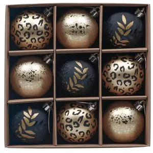 Décoration d'arbre de Noël boule d'ornement ensemble d'autres décorations de Noël spéciales noir et or
