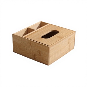 Boîte à mouchoirs et à papier en bambou écologique créative avec logo gratuit pour une utilisation personnalisée dans les hôtels et à domicile - Product Image 1
