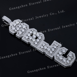 Op maat gemaakte dames heren D VVS <span class=keywords><strong>Moissanite</strong></span> diamant letter naam logo hanger S925 zilver 10k 14k 18k massief gouden Iced Out bedels hangers - Product Image 2