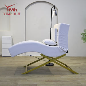 เตียงนวดหน้าสปาขนกำมะหยี่สีขาวโค้งหรูหราสำหรับร้านเสริมสวย - Product Image 4