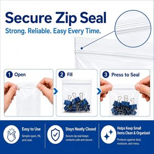 Bolsas de plástico con cierre hermético, paquete de 200, 4 tamaños, 2 milésimas de pulgada de grosor, resellables, para joyería, juguetes, viajes - Product Image 6