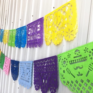 Decoraciones mexicanas para fiestas al aire libre <span class=keywords><strong>Dia</strong></span> <span class=keywords><strong>De</strong></span> Los <span class=keywords><strong>Muertos</strong></span> Square Papel Picado Plastic Banner Day Dead Celebration - Product Image 3