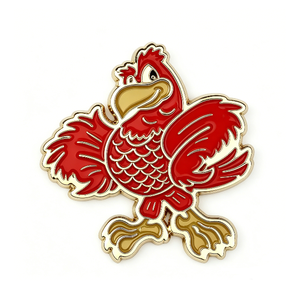 Red Cardinal Mascot Metal <b>Pin</b> Gold Plated Hard Enamel Collectible Art <b>Badge</b> Cartoon Shape - Product Image 1